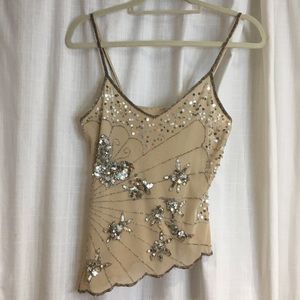 Sequin Beaded Cream Camisole